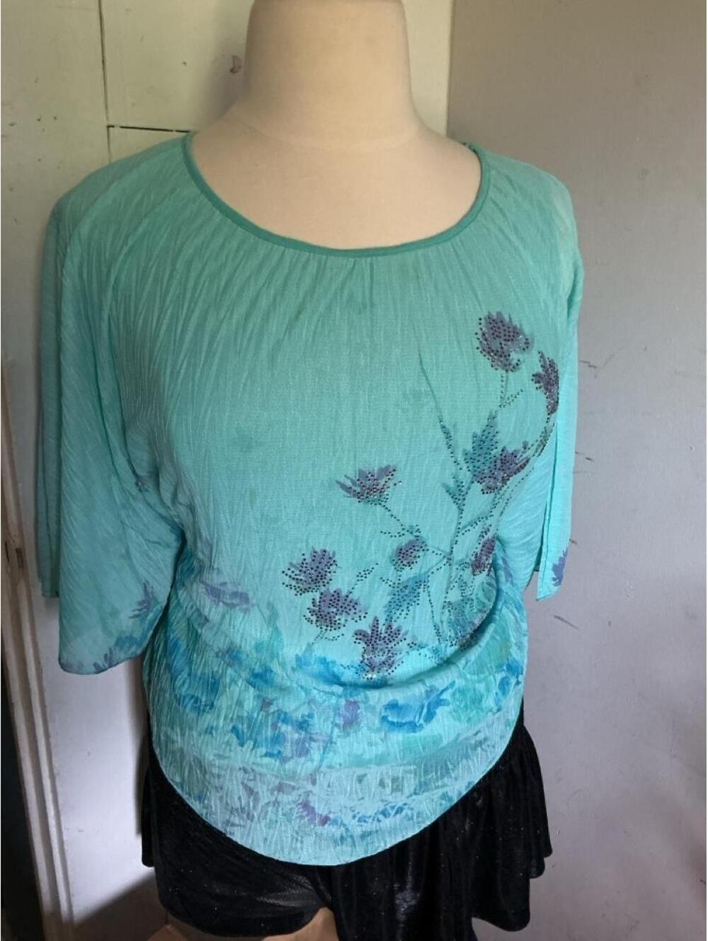 Women's Blue and Green Blous
